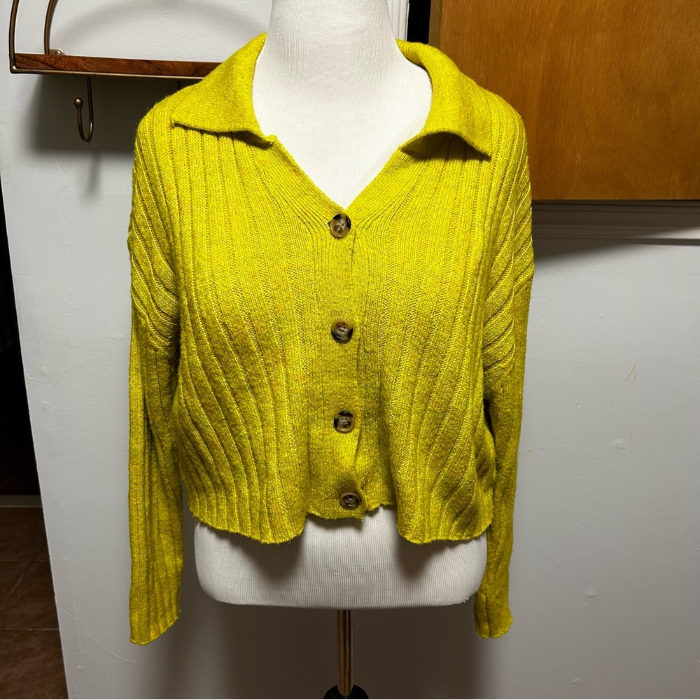 Chartreuse Button Down Sweater